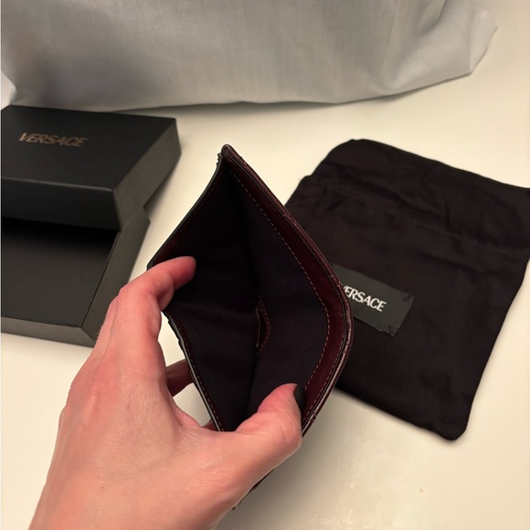 Versace Burgundy Quilted Wallet with Gold Medusa - Picture 7 of 11